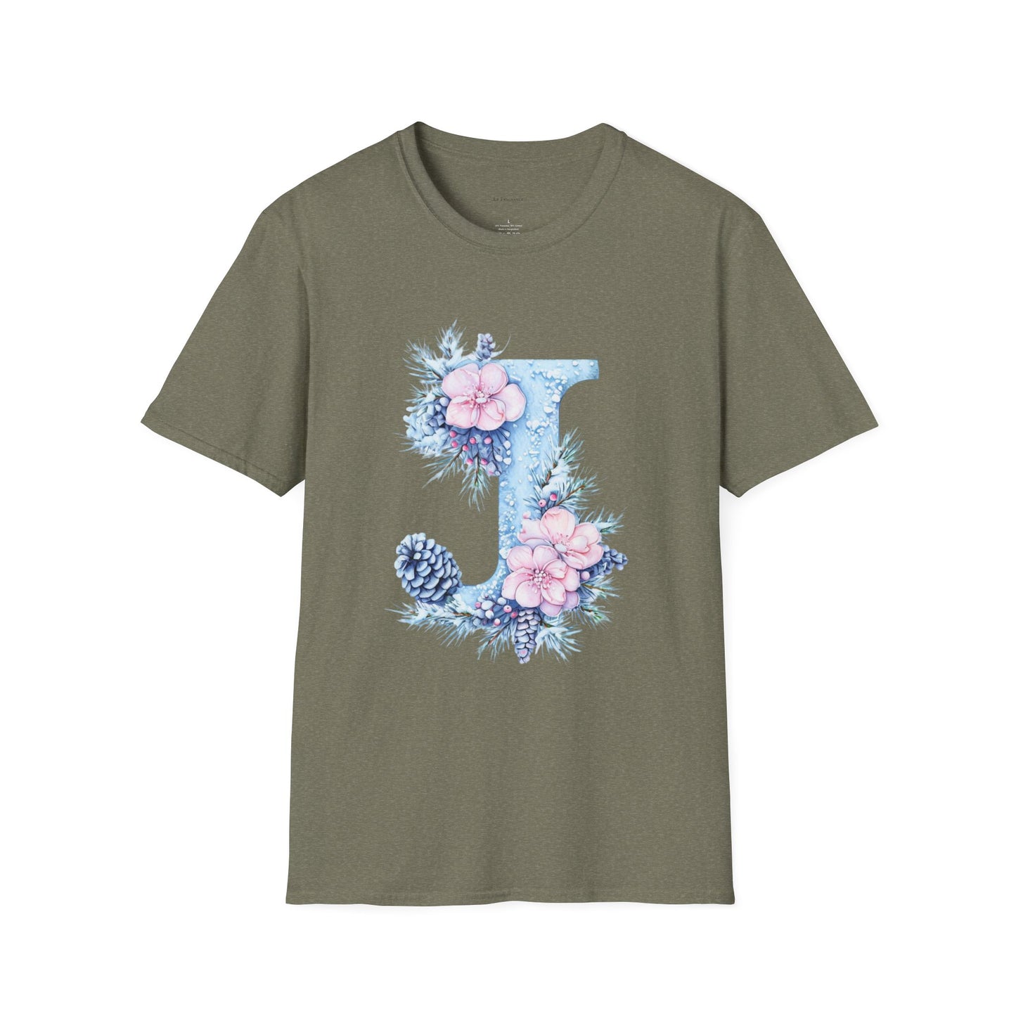 Floral Initial 'J' T-Shirt | Cozy Nature Lover Birthday Gift