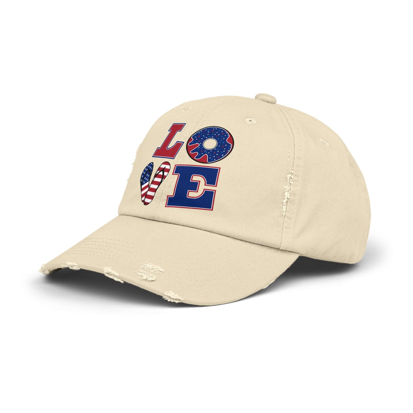Patriotic Love Distressed Cap - Unisex Summer Fashion Hat