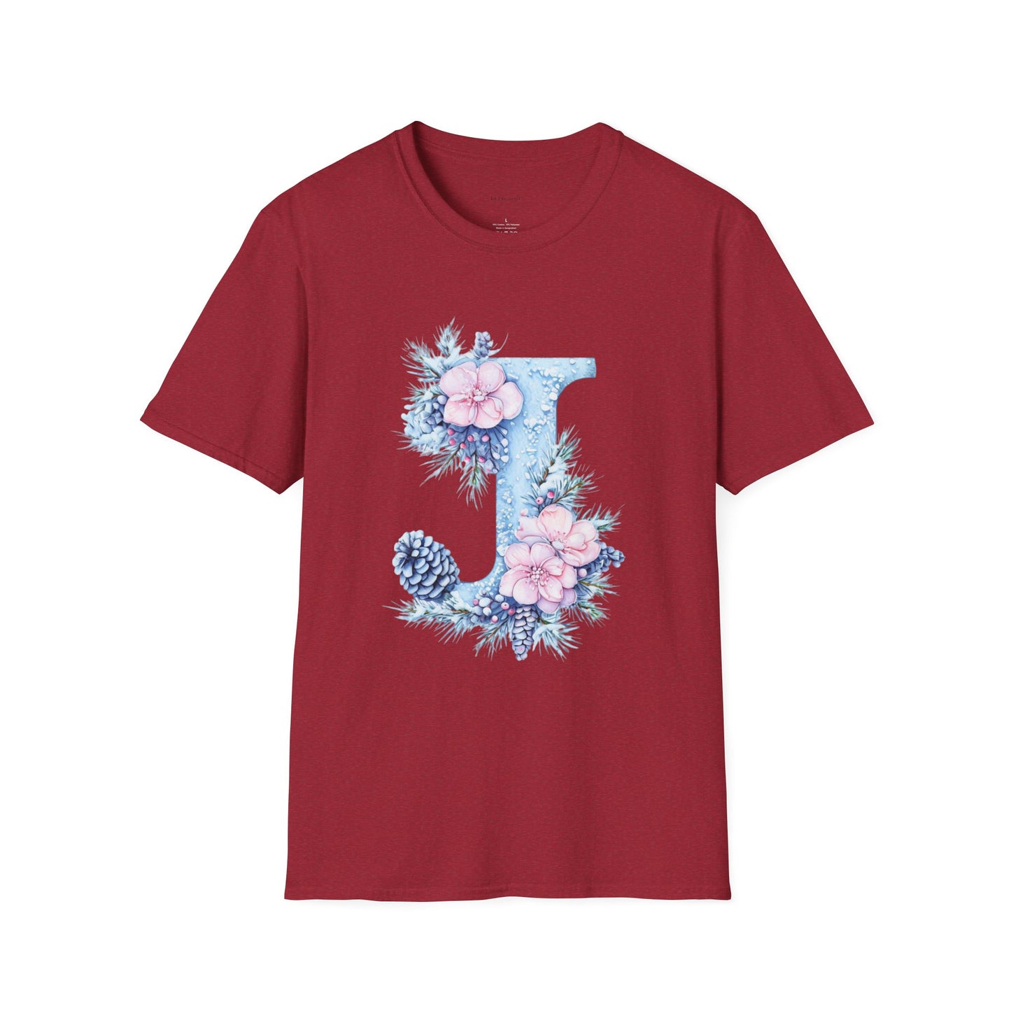 Floral Initial 'J' T-Shirt | Cozy Nature Lover Birthday Gift