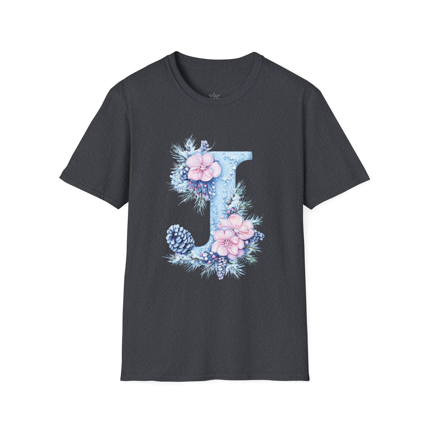 Floral Initial 'J' T-Shirt | Cozy Nature Lover Birthday Gift