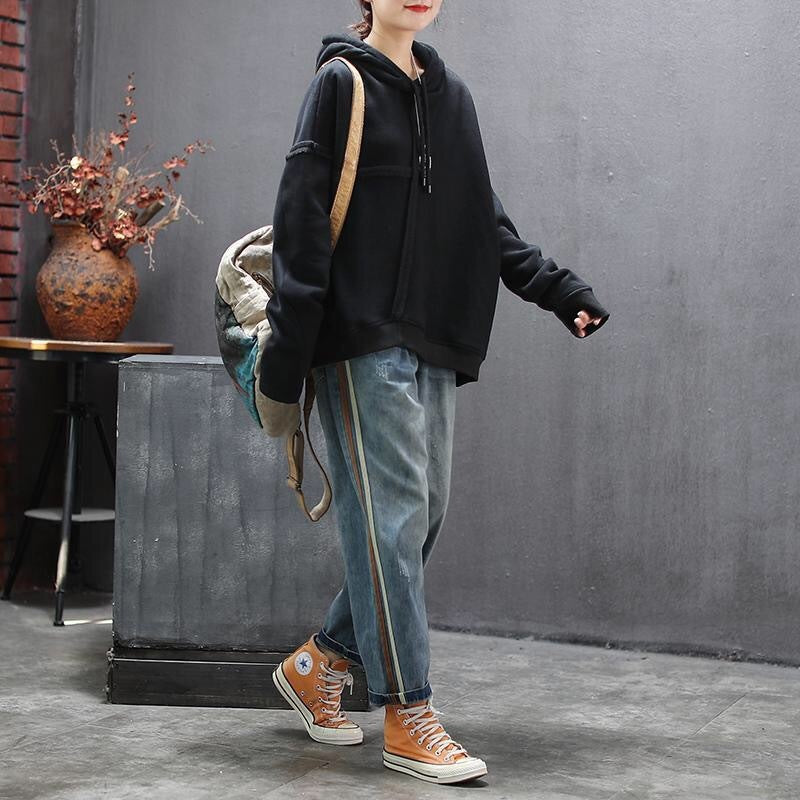 Korean-Japanese Style Casual Blue Cotton Pants