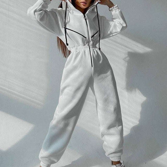 Women’s Casual Two-Piece Hoodie Set Zipper Jacket & Drawstring Pants