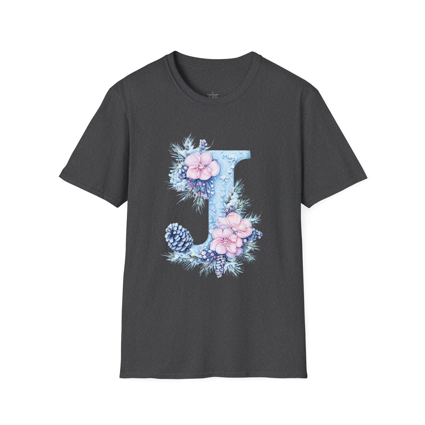 Floral Initial 'J' T-Shirt | Cozy Nature Lover Birthday Gift