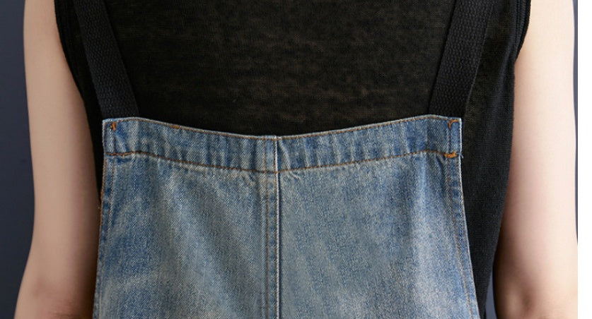 Plus Size Casual Denim Jean Overalls Korean Urban Leisure Style