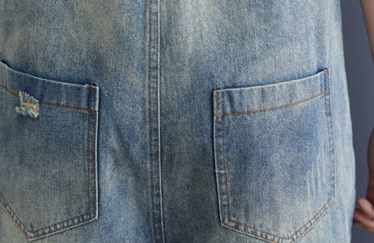 Plus Size Casual Denim Jean Overalls Korean Urban Leisure Style