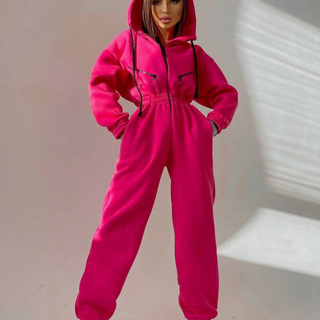 Women’s Casual Two-Piece Hoodie Set Zipper Jacket & Drawstring Pants
