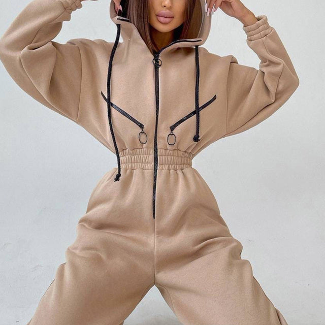Women’s Casual Two-Piece Hoodie Set Zipper Jacket & Drawstring Pants