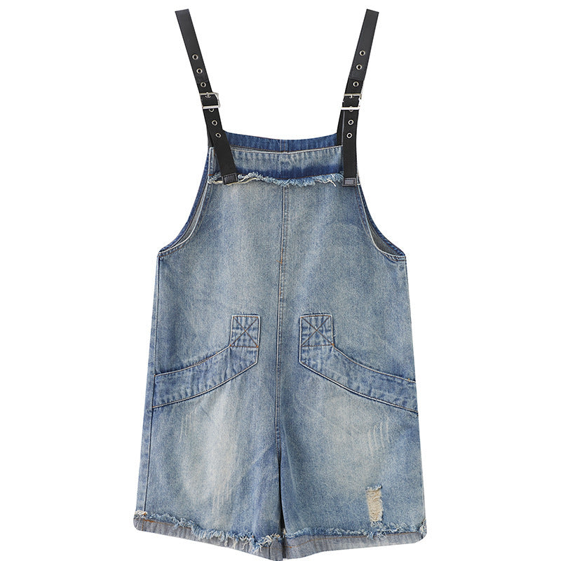 Plus Size Casual Denim Jean Overalls Korean Urban Leisure Style