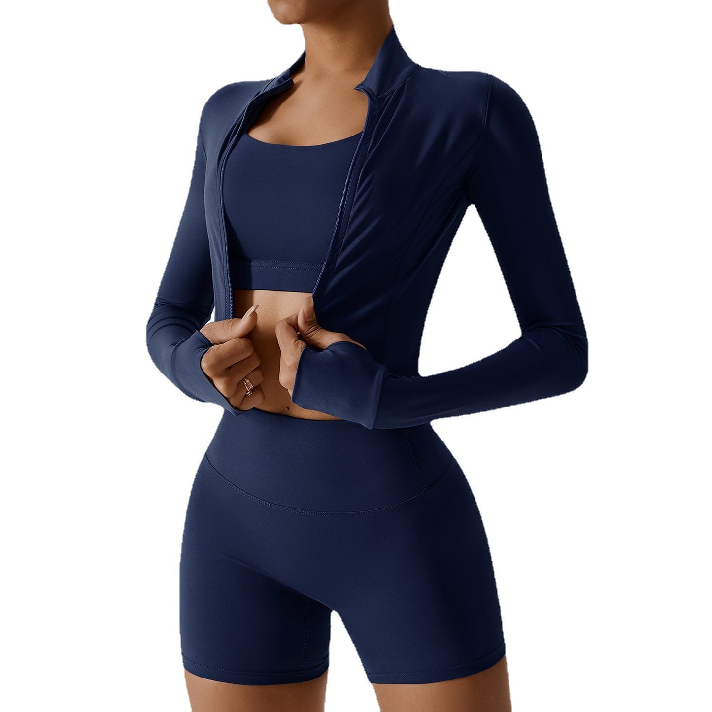 Women’s 3-Piece Yoga Set Long Sleeve Bra & Shorts | Seamless Active wear