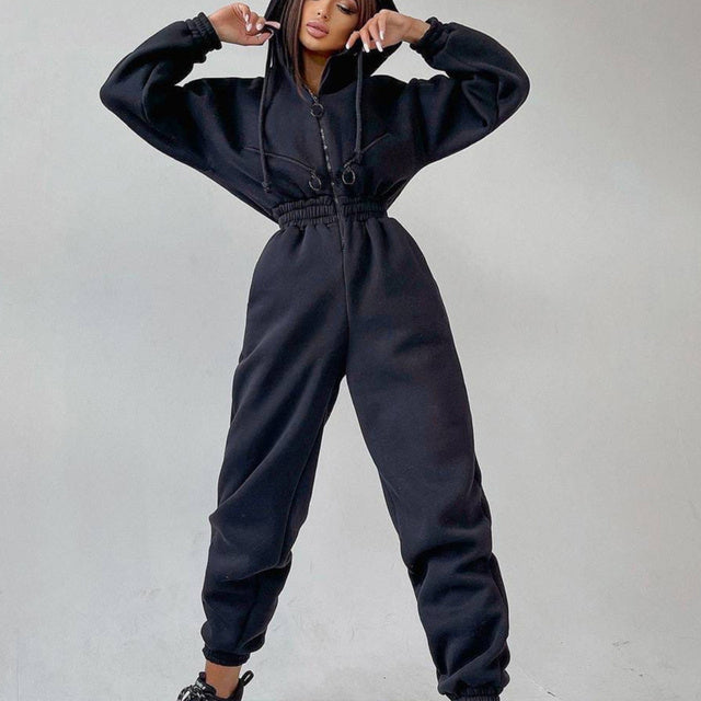 Women’s Casual Two-Piece Hoodie Set Zipper Jacket & Drawstring Pants