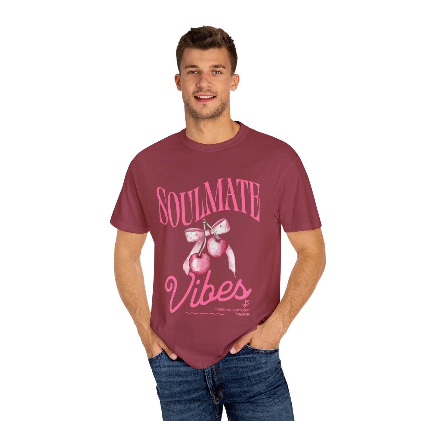 Soulmate Vibes Unisex Garment-Dyed T-Shirt - Cute and Cozy Valentine's Day Gift