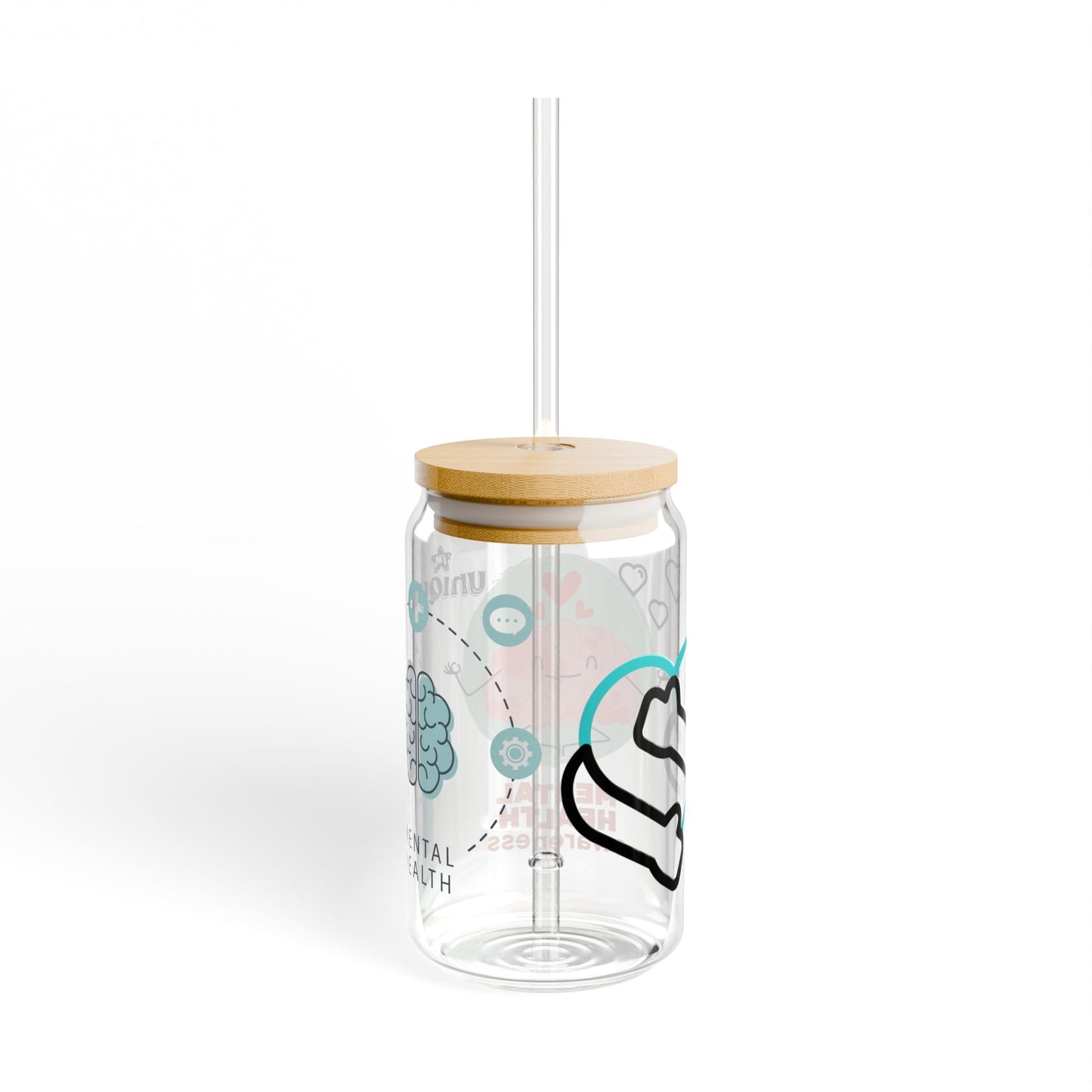 Mental Health Awareness Sipper Glass, Cute BPA-Free Drinkware for Self-Care, Eco-Friendly Gifts, Mindfulness, Inspirational