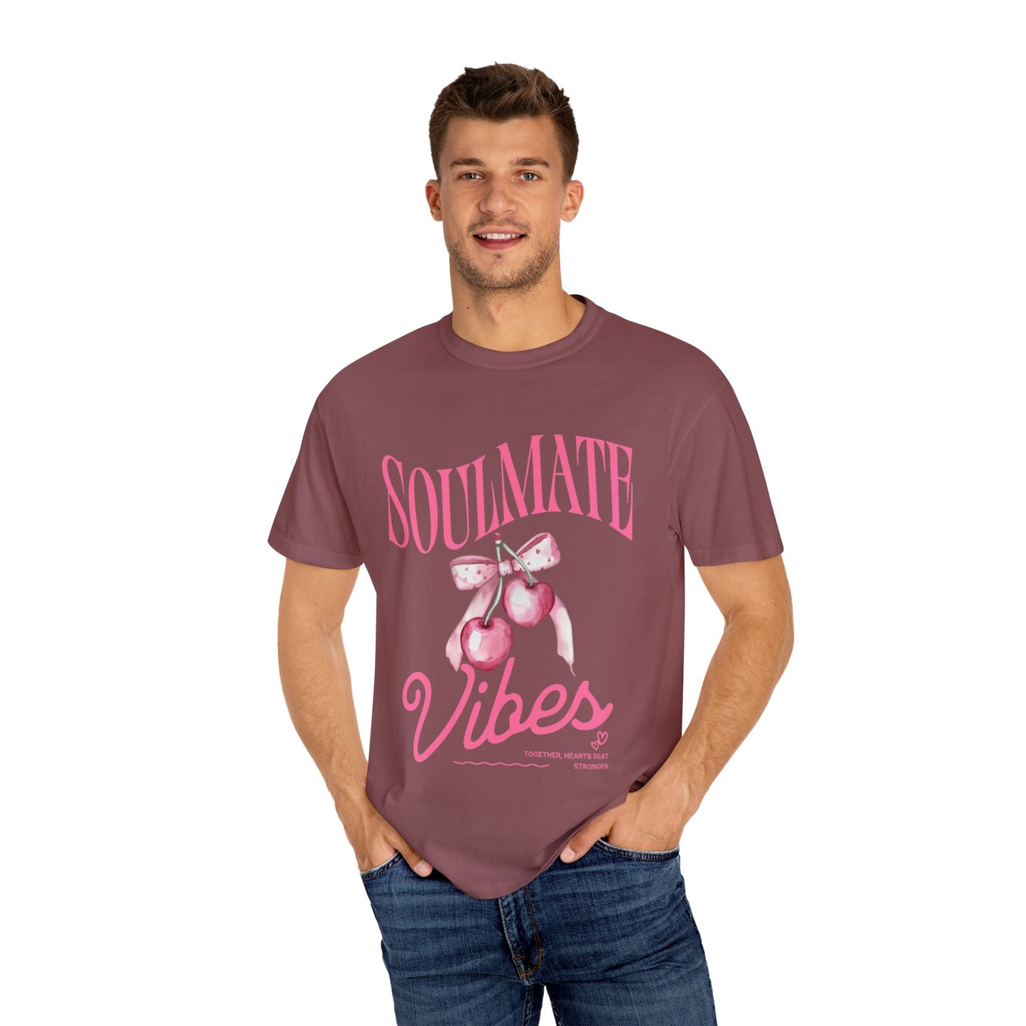 Soulmate Vibes Unisex Garment-Dyed T-Shirt - Cute and Cozy Valentine's Day Gift
